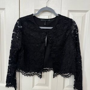 White House Black Market Black Floral Lace Jacket